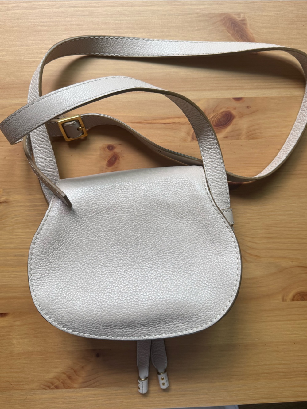 Chloé Off-White Pebbled Leather Crossbody Saddle Bag - Picture 6 of 9